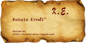 Kotsis Ernő névjegykártya